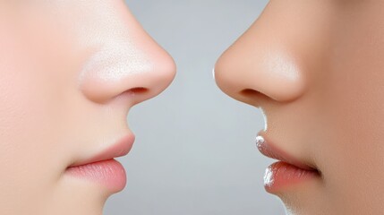 Obraz premium Intricate closeup, exploring the subtle nuances of a woman's nose in vivid detail
