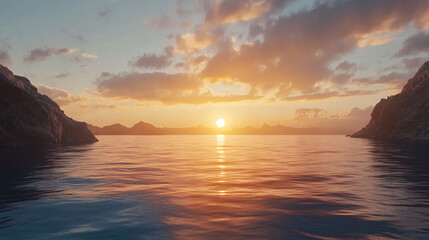 Sunrise Painting the Calm Ocean in Warm Hues Symbolizing Renewal