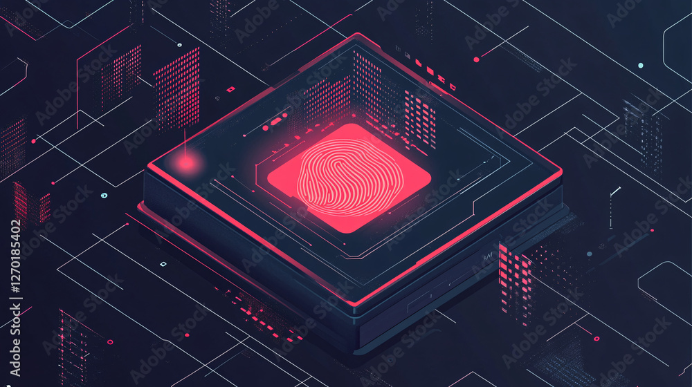 Poster advanced biometric security system featuring fingerprint technology