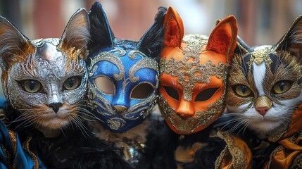 Venetian Masquerade Cats: A Festive Feline Frolic