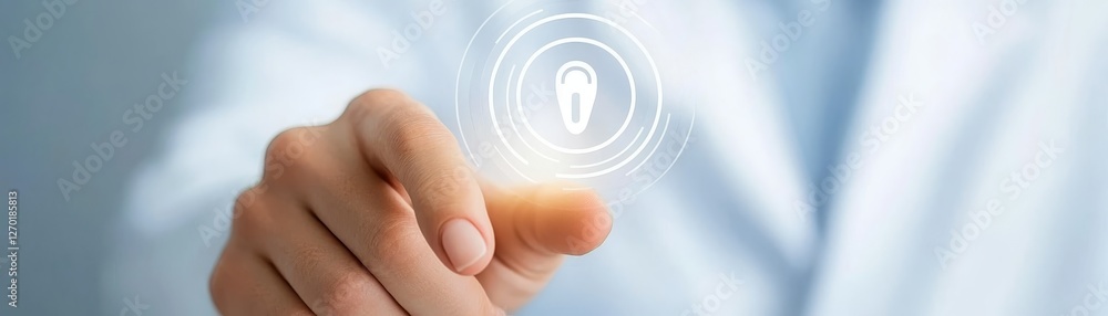 Poster human finger engaging button, a closeup of technological interaction and control in modern setting