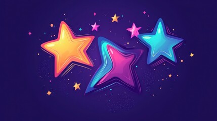 Colorful Starry Night: Abstract Space Adventure with Vibrant Stars