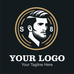 For a barbershop with a mans face in the center.