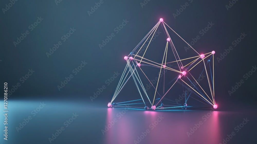 Poster abstract glowing network: connecting data points in a modern design