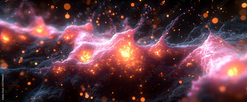 Fototapete Abstract Glowing Particles Displaying Dynamic Movement