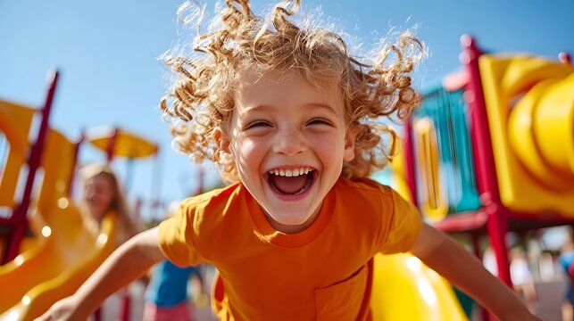 Cheerful Young Ones Exploring the Thrills of a Vibrant Community Playground