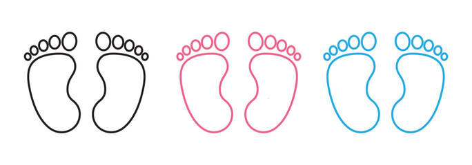 Pink and blue baby footprint icon set vector. Baby footprint silhouette icon isolated on a white background. Imprint of two human feet clip art