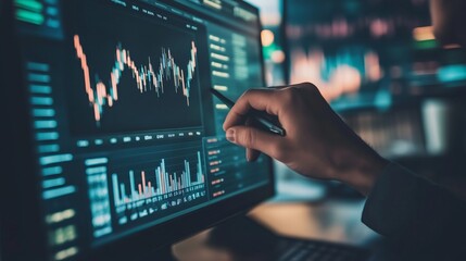 Specialist analyzing website traffic data on computer screen, interpreting digital marketing analytics to optimize search rankings, improve online visibility, and enhance web performance for effective