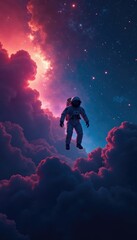 Solitude of space isolation with a lone astronaut drifting through empty vastness, cosmos, solitude