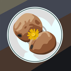 Illustration of chocolate bread on plate