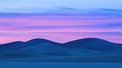 Serene Dusk Over Rolling Sand Dunes with Soft Pastel Sky and Gentle Undulating Terrain