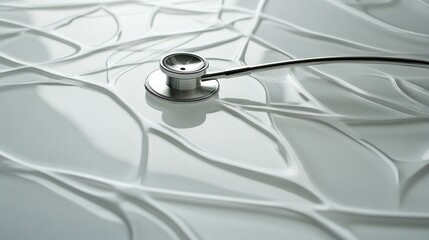 Stethoscope on a White Abstract Background, Healthcare and Medicine