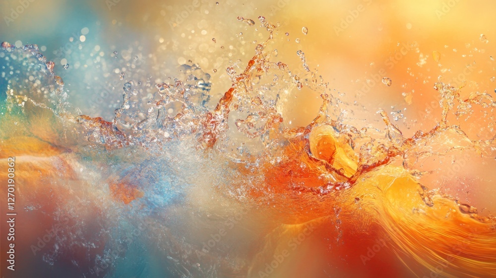 Poster chromatic cascade, an abstract study of liquids in dynamic interaction
