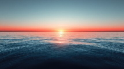 Serene sunset over calm ocean waters, reflecting vibrant colors with a peaceful horizon