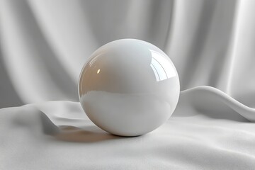 Minimalist White Sphere on Solid Background, Hyper-Realistic 3D Render. High Resolution and Detail with Soft Lighting, Smooth Matte Surface, and Low-Saturation Monochromatic Colors.