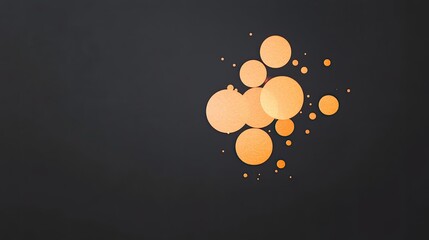 Abstract composition of golden circles on a dark background, creating a modern artistic effect