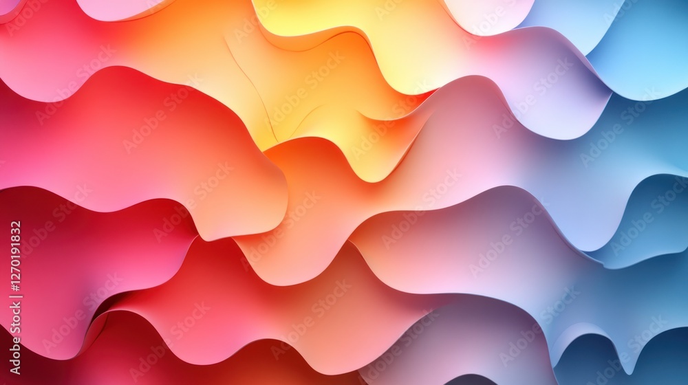 Poster colorful abstract background with smooth wavy gradient paper layers