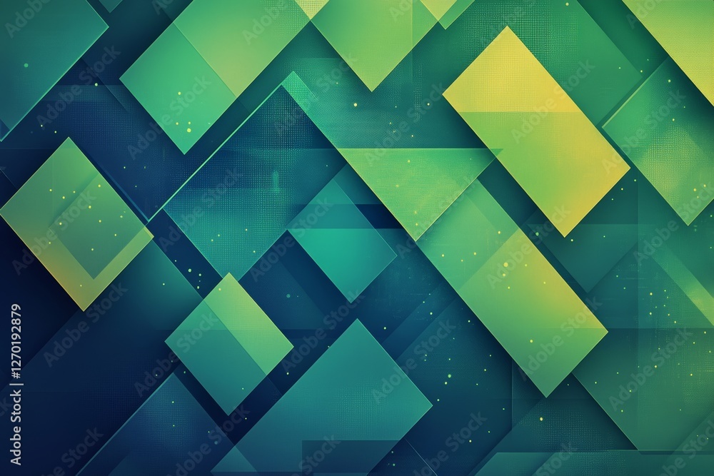 Aufkleber abstract geometric pattern featuring overlapping green and blue squares and rectangles with a modern