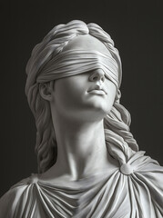 Elegant Marble Sculpture of Justice with Blindfold