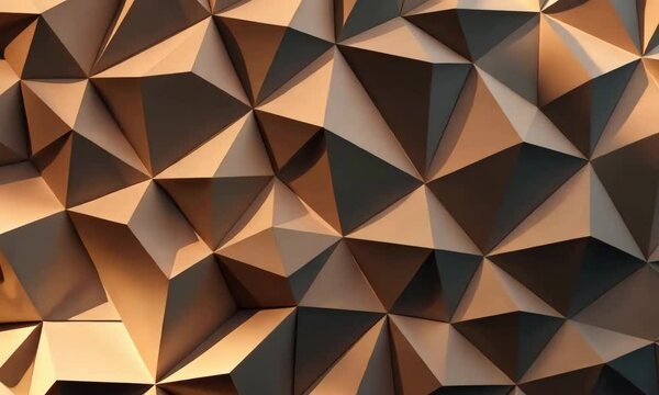The image showcases a geometric low-poly background in soft beige, mocha mousse tones, creating a modern and minimalist aesthetic with subtle light and shadow variations