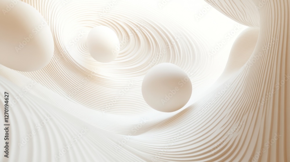 Aufkleber elegant abstract background with spheres and wavy lines in soft light