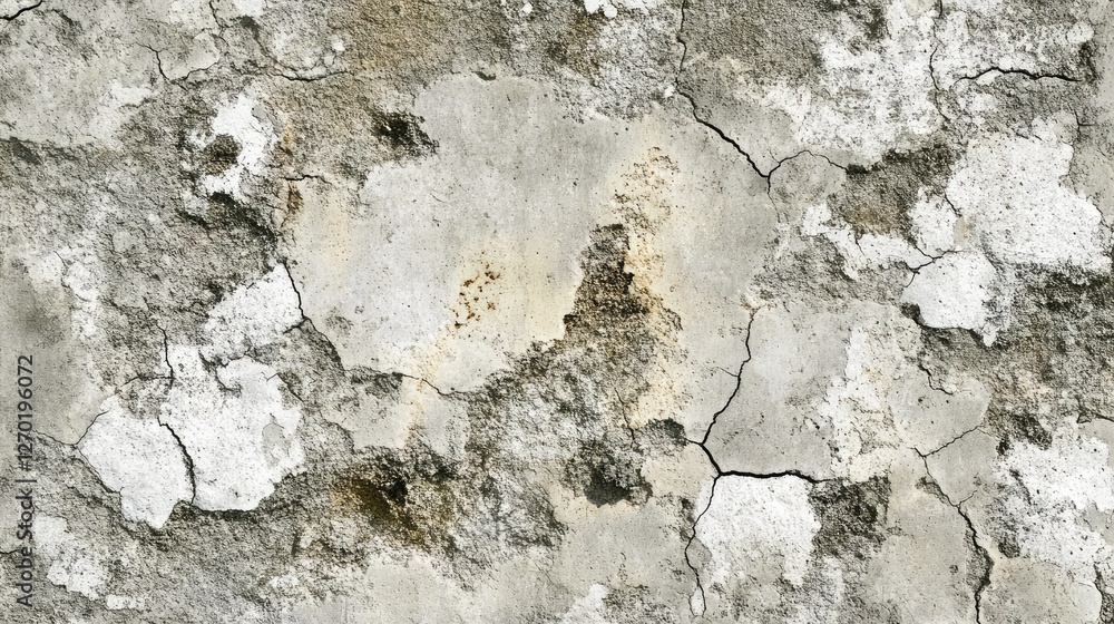 Poster a cracked and broken cement floor with aged texture and subtle color variations in gray tones.