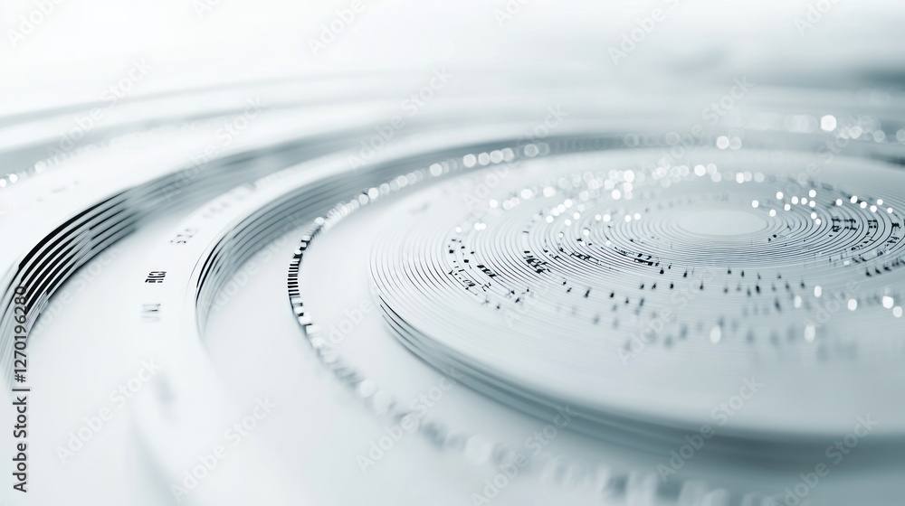 Poster abstract technology background with concentric circles and data streams