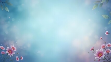 Obraz premium Delicate Pastel Flowers Against a Soft Blue Background