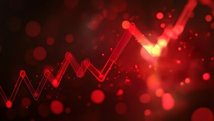 Red rising graph, glowing abstract background, success concept, digital illustration