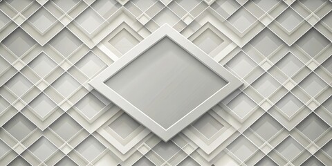 Elegant Gray and White Diamond Pattern Background with Central Frame for Text or Image