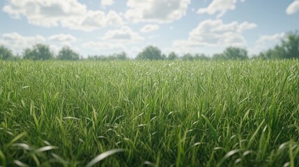 Fototapeta premium A dense, vibrant grass field with a uniform texture, ideal for nature-themed backgrounds.