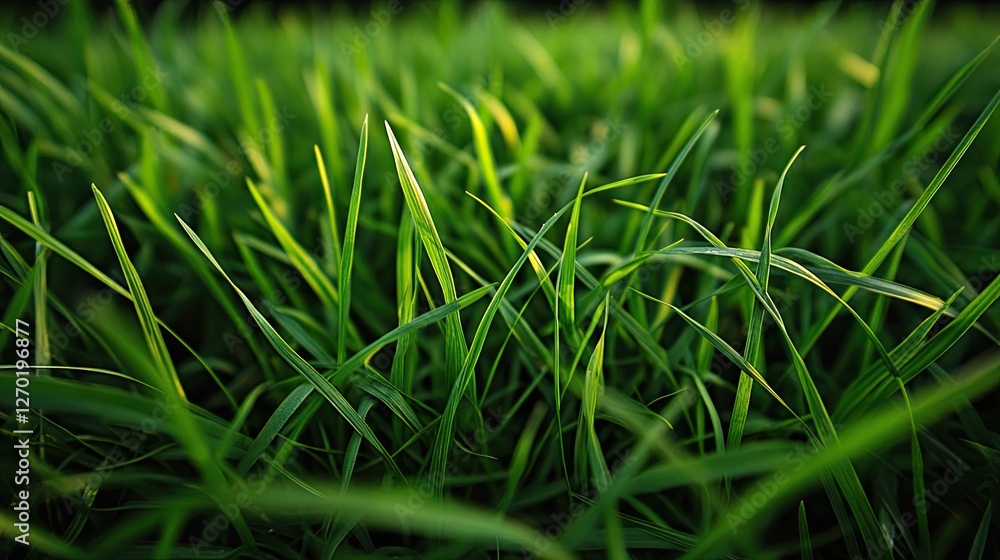 Poster a full-frame green grass background with a slightly blurred effect for a soft natural touch.