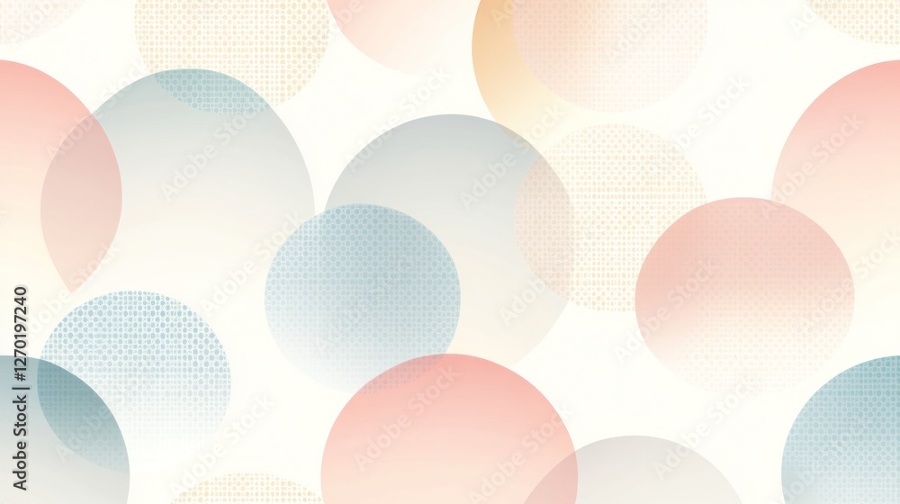 Poster pastel circular harmony: a seamless pattern of softly textured circles