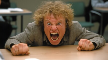 mad man shouting furiously