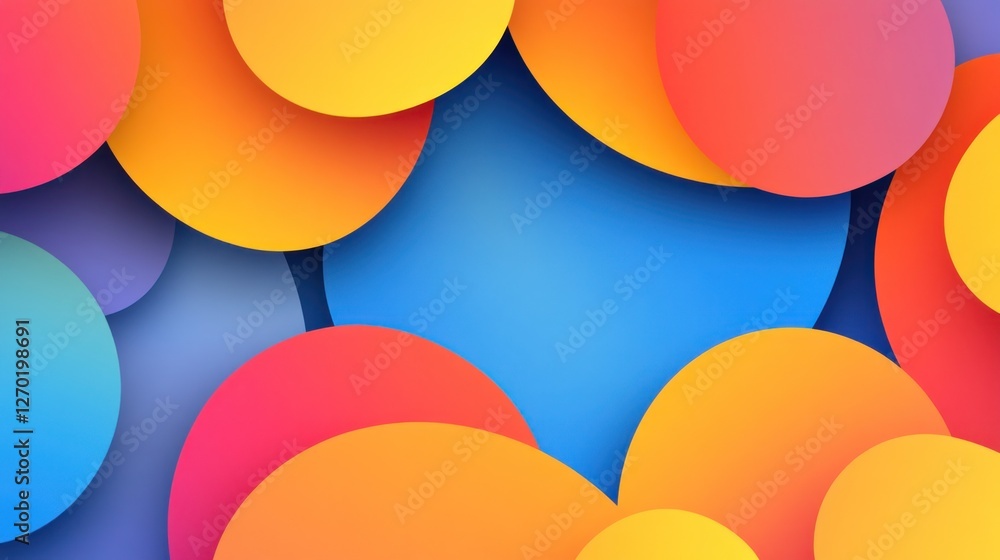 Poster colorful abstract background with circles and overlapping geometric shapes