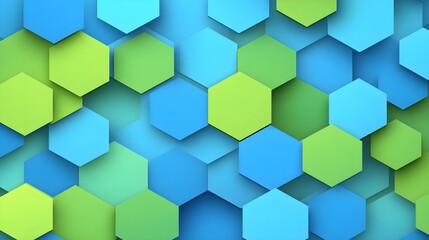 Hexagonal Pattern with Gradient Tones of Blue and Green Hues