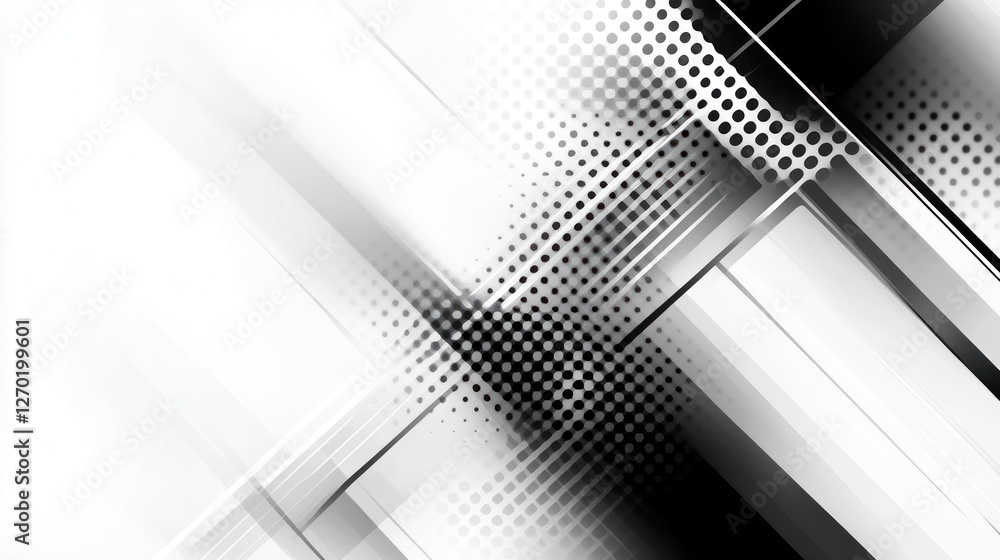Poster modern abstract background with geometric shapes and halftone patterns