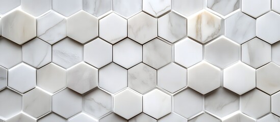 Fototapeta premium Hexagon Marble Tile Wall Design