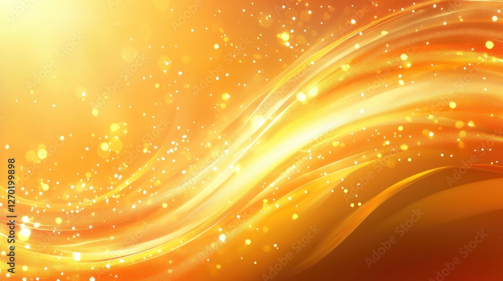 Poster a sleek tech-inspired background with smooth flowing waves and glowing particles, perfect for design
