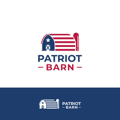 A modern and simple patriot barn vector logo featuring a barn and the American flag. © Angon_Graphic