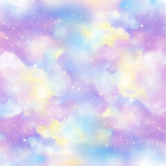 Pastel cloud background with stars and soft colors
