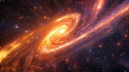 Vibrant Spiral Galaxy Displaying Brilliant Colors and Twinkling Stars in Deep Space