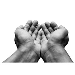 Halftone hand gesture as collage graphic element. Vintage punk grunge arm dotted pattern stickers....