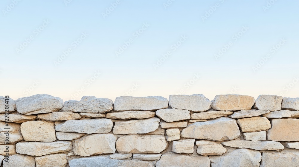 Aufkleber a weathered stone building wall with faded textures and an empty sky, creating a timeless feel.