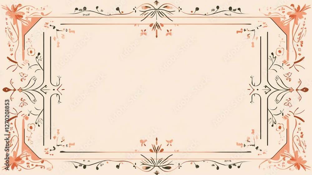 Aufkleber elegant floral frame vector design with soft peach background color
