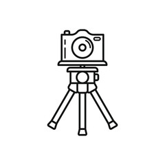 Camera on the tripod outline illustration