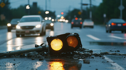 A Dysfunctional Traffic Light at a Congested Intersection Highlighting Urban Infrastructure Challenges