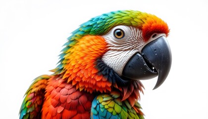 Fototapeta premium Close-up of Colorful Macaw Parrot on White Background Studio Shot