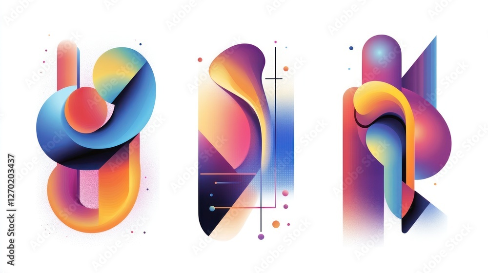 Poster abstract gradient shapes: a modern and colorful design collection