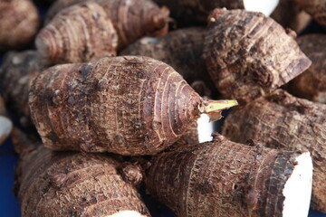 Taro root for sale at Hawaii farmers market, Oahu